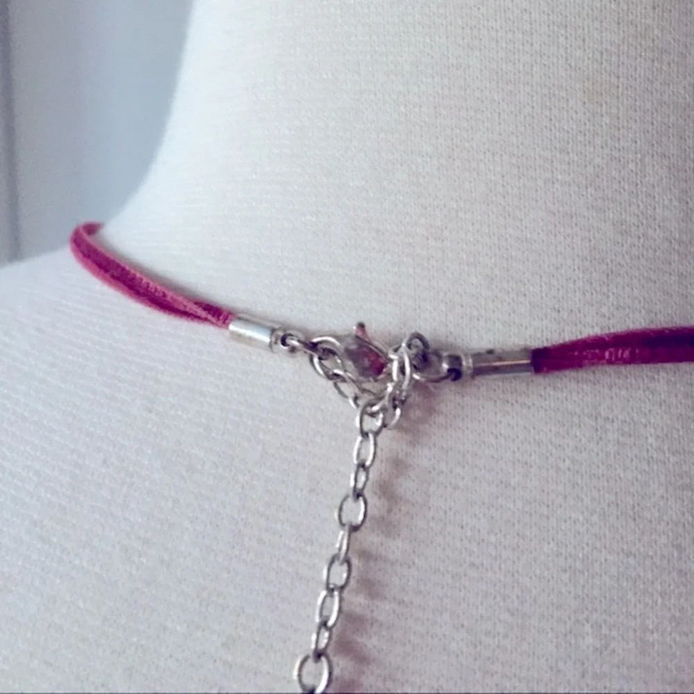 Tommy Hilfiger Leather Necklace with Rhinestone Heart